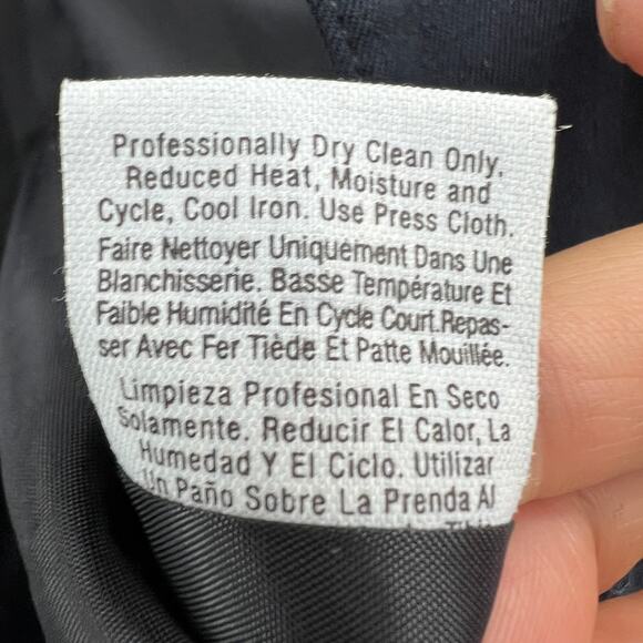 DKNY US 10 Petite Womens Navy Blue Wool Blend Fitted Blazer Jacket 5 Button - Picture 10 of 10